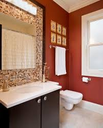 Forget Basic Beige Give Bold Bathroom Colors A Shot Orange Bathrooms Orange Bathroom Decor Bathroom Red