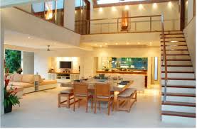 Empty gray classic scandinavian loft. Mezzanine With Dining In Void And Kitchen Off But Open Plan Lounge Too Open Plan Kitchen Living Room Living Room Plan Interior Architecture Design
