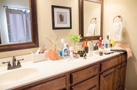 Small bathroom storage solutions diy. How To Organize The Bathroom Counter Tub Surround Polished Habitat