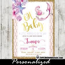 Mermaid Baby Shower Invites Watercolor Sea Pink And Purple Cupcakemakeover