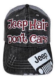 New Color Red And White Glitter Jeep Hair Don T Care On Grey Trucker Cap Order Now At Www Shopspiritcaps Com Jeep Hair Trucker Cap White Glitter