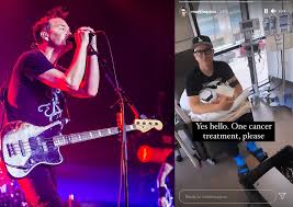 Hoppus shared a photo of himself at chemotherapy. Mark Hoppus Blink 182 Updates Cancer Battle On Twitch Stream