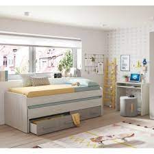 Letto singolo con letto estraibile in stock. Struttura Per Letto Con Secondo Letto Estraibile Con Cassettone E Una Mensola Coordinata A Muro