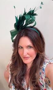 Bottle Green Fascinator Headband, Feather Bow Loop Sinamay Millinery Made  Wedding Guest, Mother of Bride, Race Day, Occasion Accessory
