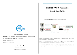 This article show ethernet crossover cable color code and wiring diagram ethernet cable rj45 cat 5 cat 6 to connect two or more compu. C4l6400 Twp P Transceiver Quick Start Guide Manualzz