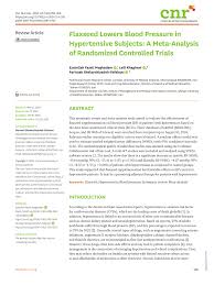 PDF) Flaxseed Lowers Blood Pressure in Hypertensive Subjects: A  Meta-Analysis of Randomized Controlled Trials