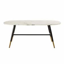 Circular geometric side table white & marble effect. Marble Effect Tempered Glass Coffee Table Rhea Maisons Du Monde