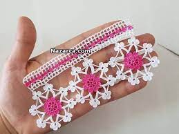 Ici Pembe Cicekli Havlu Modeli Tarifi Nazarca Com Tig Desenleri Havlular Tig Isleri