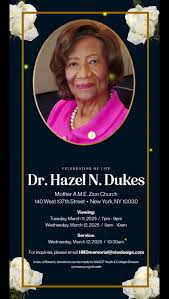 Viewing & services arrangements for Dr. Hazel Dukes in Harlem, NY  #hazeldukes #civilrights #nyc #newyorkcity #civilrights #activist #funeral  #harlem #motheramezionchurch #viewing #service