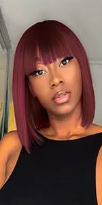 Datanala 10-Inch Short Bob Wig With Bangs