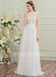 Us 185 00 A Line Princess Scoop Neck Sweep Train Chiffon Wedding Dress With Bow S Jj S House Bow Wedding Dress Winter Wedding Dress Wedding Dresses