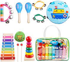 Synthesizer, guitar, saxophone and violin lying on the sheets for. Amazon Com Childom Kids Musical Instruments Musical Instruments Wood Xylophone For Kids Children Child Wooden Music Shakers Percussion Instruments Tambourine Birthday Gifts Present With Carrying Bag Toys Games