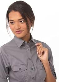Chef Works Women's Pilot Shirt, Gray, 2X-Large : Buy Online at Best Price  in KSA