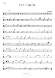 Welcome to our viola sheet music section!. Viola Sheet Music Scarborough Fair Beginner Level Traditional