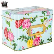 Petals Tin Recipe Box Recipe Box Diy Metal Recipe Box