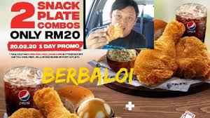 Limited to the first 109,000 sets of snack plate combo purchased across kfc outlets nationwide. Kfc Promosi 2 Snack Plate Combos Only Rm20 20 02 2020 One Day Only Youtube