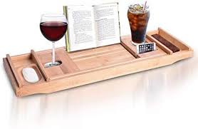 Wooden Organic Bamboo Bath Tray For Tub Teak Bath Caddy As Bathtub Table Tray Caddy Book Holder Bath Trays For Tub Wi Bath Tray Wood Bath Tray Bathtub Tray