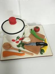 Cook Pot Cake With Fondant Veg Chopping Board And Utensils Fondant Torten Tortendeko Koch Utensilien