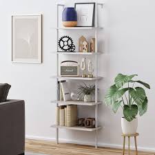 Our Elegant 5 Tier Bookcase Has A Minimalist Style That Can Fit Your Home Office Or Living Room The Open Shelving S Ladder Bookcase Home Decor Modern Bookcase