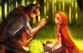Polish your personal project or design with these big bad wolf transparent png images, make it even more personalized and more attractive. Wallpaper Flower Girl Romance Wolf Little Red Riding Hood Art Guy Red Riding Hood Big Bad Wolf Images For Desktop Section Art Download
