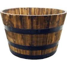 Real Wood 26 In Dia Cedar Half Whiskey Barrel Planter G3056 The Home Depot Half Whiskey Barrels Whiskey Barrel Planter Barrel Planter