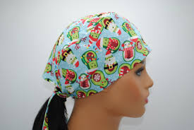 Surgical Scrub Cap, Winter Christmas Holiday, for Nurses, Cute Fun Santa  Avocado Print, Tie Back, Medium and Large