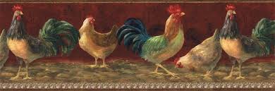 This blue farmhouse inspired wallpaper reimagines the kitchen design featuring a beautiful display of roosters. Home Furniture Diy Country Chicken Wallpaper Border Globalgym Parsberg Com