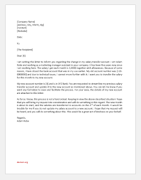 .its banker, wherein the company is requesting the bank to change the name of the company in the records of the bank for the account of the company the letter has to be printed on the letterhead of the company and will be submitted to the bank. Change Salary Account Intimation To Employer Document Hub