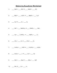Calcium + hydrochloric acid → 3. 49 Balancing Chemical Equations Worksheets With Answers