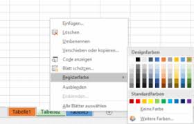 Microsoft excel fasst tabellenblätter in praktische arbeitsmappen zusammen. Excel Register Reiter Tab Zur Unterscheidung Mit Farbe Markieren Tippscout De
