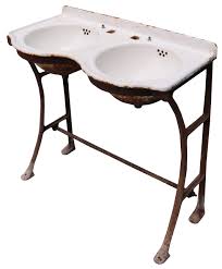 Turkey, i̇zmir, buca, hürriyet mah., namık kemal cad., 7. An Antique Cast Iron Double Basin Sink With Stand Uk Heritage