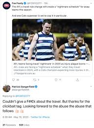 Geelong star patrick dangerfield can already wave goodbye to his hopes of winning another brownlow medal after his unseemly hit on adelaide's jake kelly. Patrick Dangerfield Calls Out Fox Footy Clickbait Article On Twitter Afl
