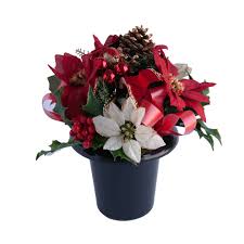 Try to make a grave blanket using these 22. Artificial Flower Grave Pot Rosie Silk Flowers