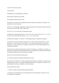 Reforma constitucional argentina de 1957. Ley 24309 Studocu