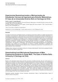 Unas frases para estudiantes muy útiles Pdf Experiencias Desmotivacionales Y Motivacionales De Estudiantes Varones De Ingenieria Para Estudiar Matematicas El Caso De La Universidad Andres Bello En Santiago De Chile