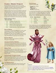 The Spring Domain A New Divine Domain For Clerics And A New Unique Spell Unearthedarcana In 2020 Cleric Dungeons And Dragons Homebrew Dnd Cleric