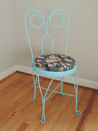 Turquoise Vintage Ice Cream Parlor Chair With Fifties Party Scene Fabric Parlor Table Turquoise Furniture Ice Cream Chairs