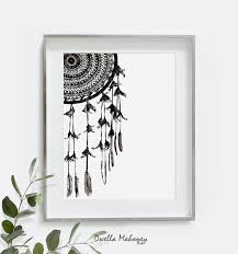 Black And White Dream Catcher Wall Art Nursery Dreamcatcher Mandala Art Print Boho Printable Wall Art Feather Dreamcatcher Nursery Wall Art Neutral Blac Mandala Art Art Prints Dream Catcher Art