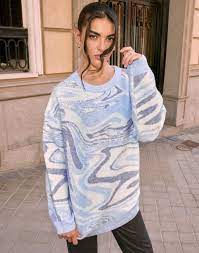 Check spelling or type a new query. Oversized Blue Swirl Knit Jumper In Print Glassons