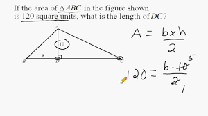 To find the length or angle of a triangle, one can use formulas, mathematical rules, or the knowledge that the angles of all triangles add up to 180 degrees. Using Given Triangle Area To Find Unknown Length Of A Line Segment Youtube