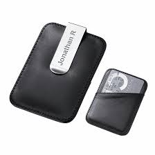 Insert cash, gift card, a note, whatever! Faux Leather Engraved Money Clip Card Holder Executive Gift Shoppe