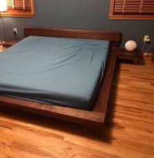 King Queen Real Walnut Asian Japanese Floating Style Platform Bed Solid Wood Hand Rubbed Satin Finish No Stain Needed In 2020 Japanese Style Bedroom Bed Design Bed Frame Design