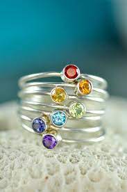 Rainbow Stacking Ring Set Chakra Rings Natural Gemstones Silver Toe Rings Silver Jewellery Sets Toe Rings