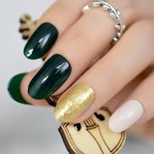 Double team + dynamicpunch green manicures by asg5353. 24pcs Oval Round Artficial Press On Nails Darken Green Medium Full Cover Acrylic False Nail Art Kit For Decoration Makeup Z922 False Nails Aliexpress