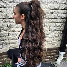 Long Curly Half Pony Hairstyle Thick Hair Styles Ponytail Hairstyles Half Pony Hairstyles