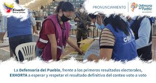 Las elecciones presidenciales de ecuador de 2021 será el próximo proceso electoral ecuatoriano a realizarse el 7 de febrero de 2021 para elegir al presidente a la par de la primera vuelta se realizarán las elecciones legislativas en que se elegirán a los representantes al parlamento andino y los. La Defensoria Del Pueblo Frente A Los Primeros Resultados Electorales Exhorta A Esperar Y Respetar El Resultado Definitivo Del Conteo Voto A Voto Defensoria Del Pueblo