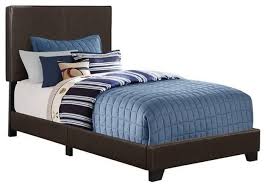 A platform storage bed with headboard. Pemberly Row Leather Upholstered Twin Bed In Dark Brown Transitional Kids Beds By Homesquare Houzz