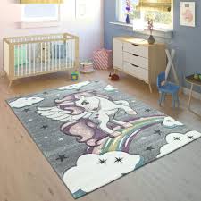 Amazon De Paco Home Kinderteppich Kinderzimmer Konturenschnitt Regenbogen Einhorn Bunt Grau Ein Kinder Teppich Teppich Kinderzimmer Teppich Rosa Teppich Grau