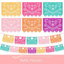 Peach And Green 6 Colors Papel Picado Fiesta Bunting Colorful Fiesta Papel Picado Clip Art Set Instant Download Papel Picado Papel Picado Mexicano Sobres De Papel