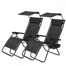 2 Pcs Zero Gravity Chair Lounge Patio Chairs With Canopy Cup Holder Ho74 Walmart Com Zero Gravity Chair Outdoor Recliner Lounge Chair Outdoor